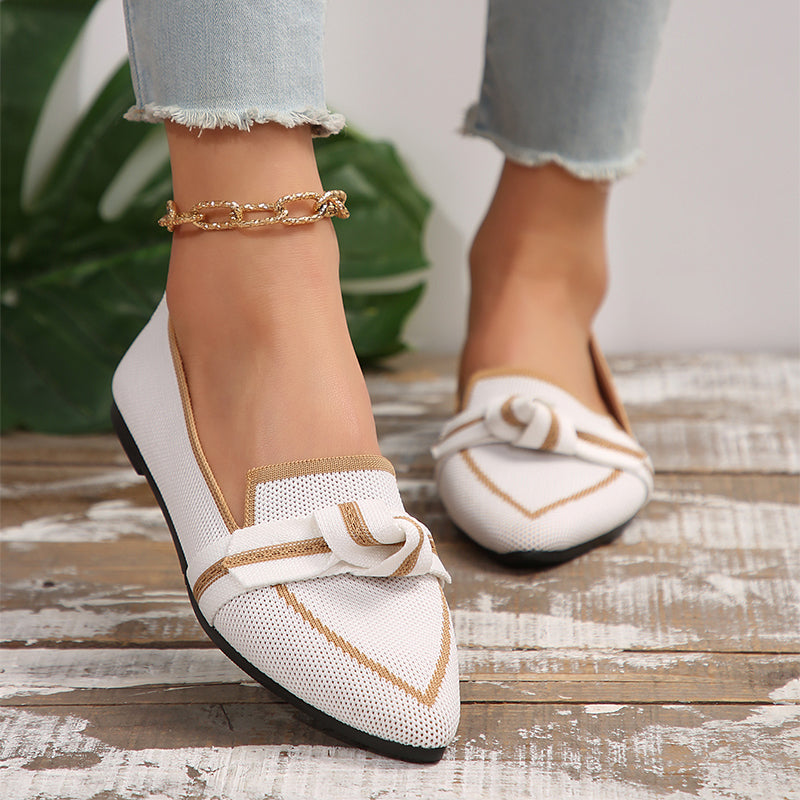 Woven Bow Pointed Flats