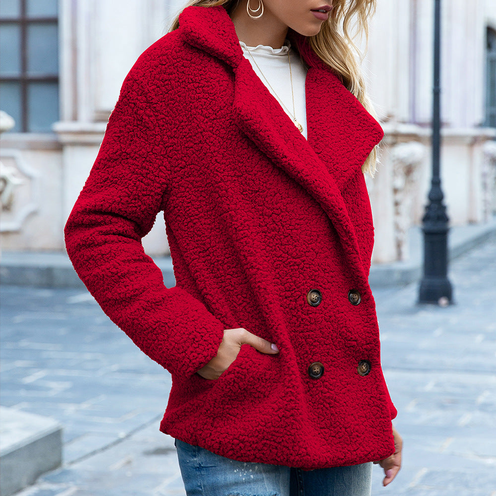 Teddy Lapel Button Coat