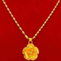 Wave-Texture Gold Pendant Necklace