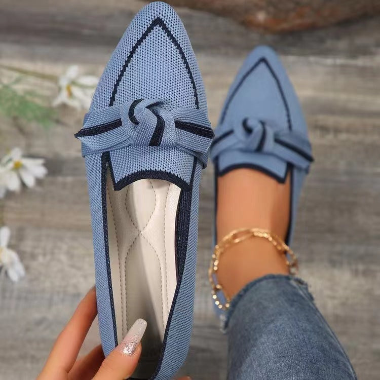 Woven Bow Pointed Flats