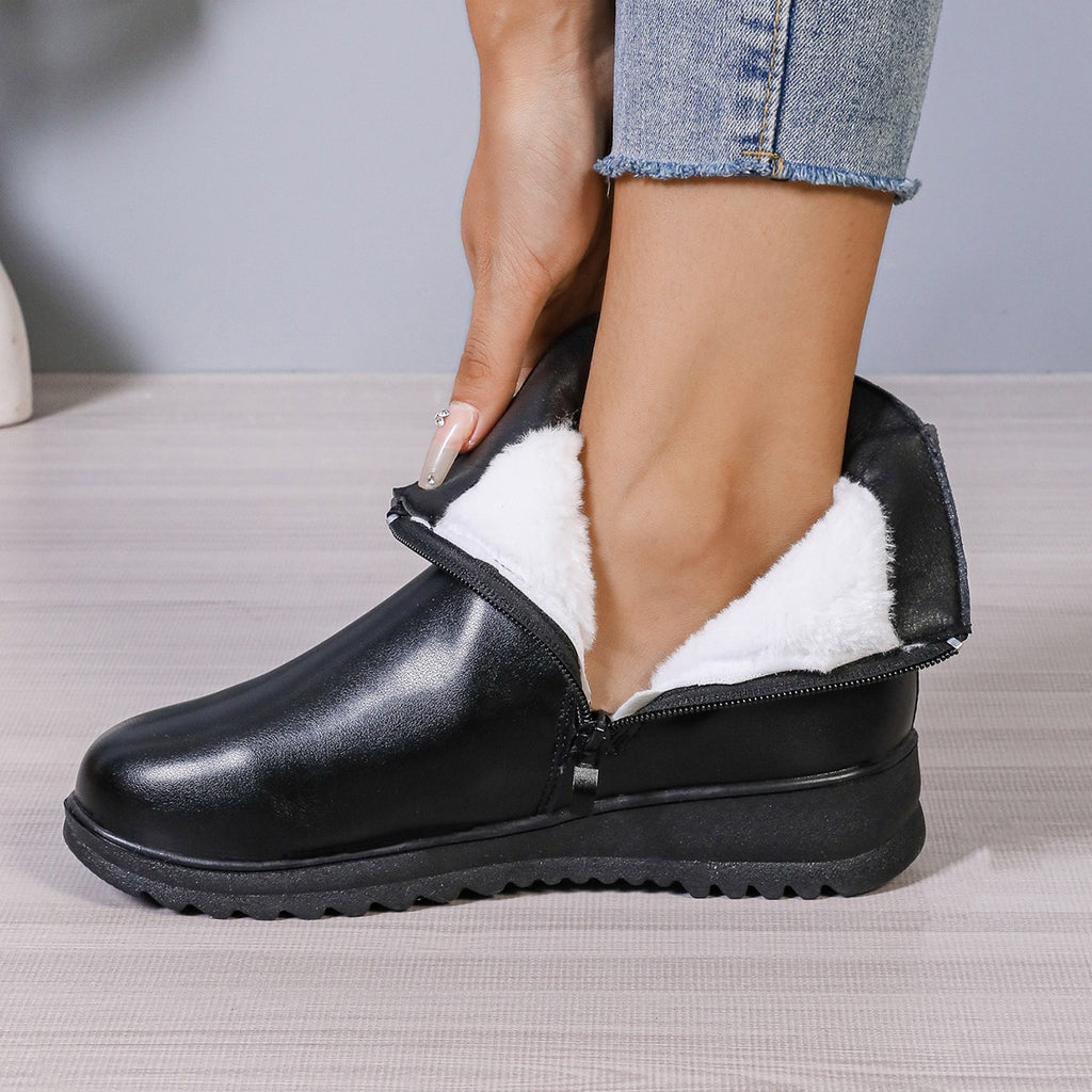 Fleece-Lined Zip Ankle Boots