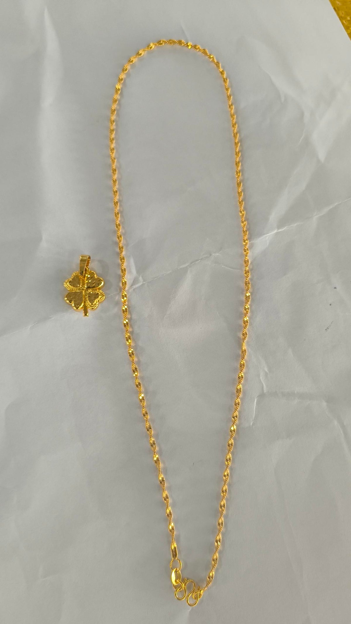 Wave-Texture Gold Pendant Necklace