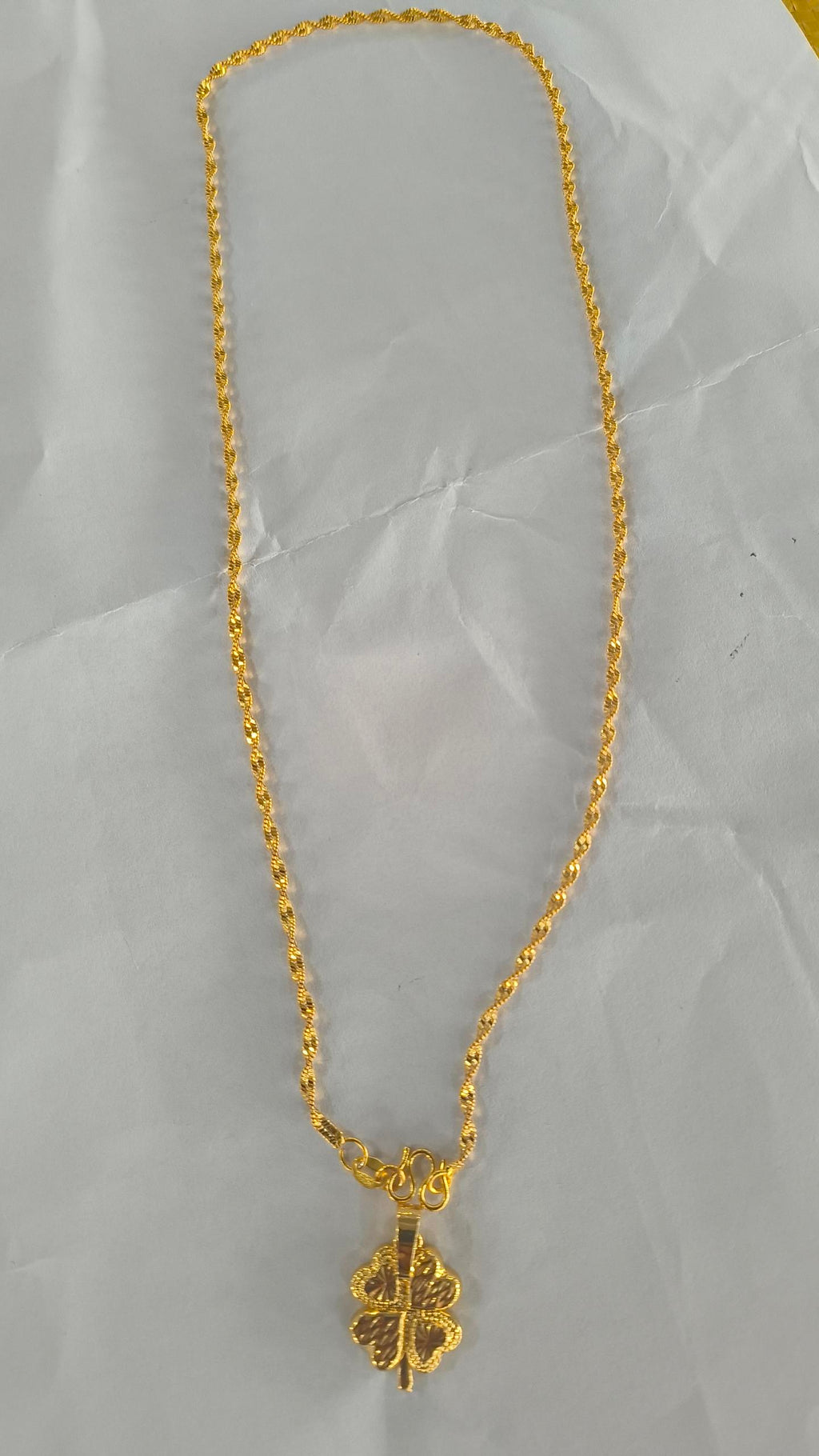 Wave-Texture Gold Pendant Necklace