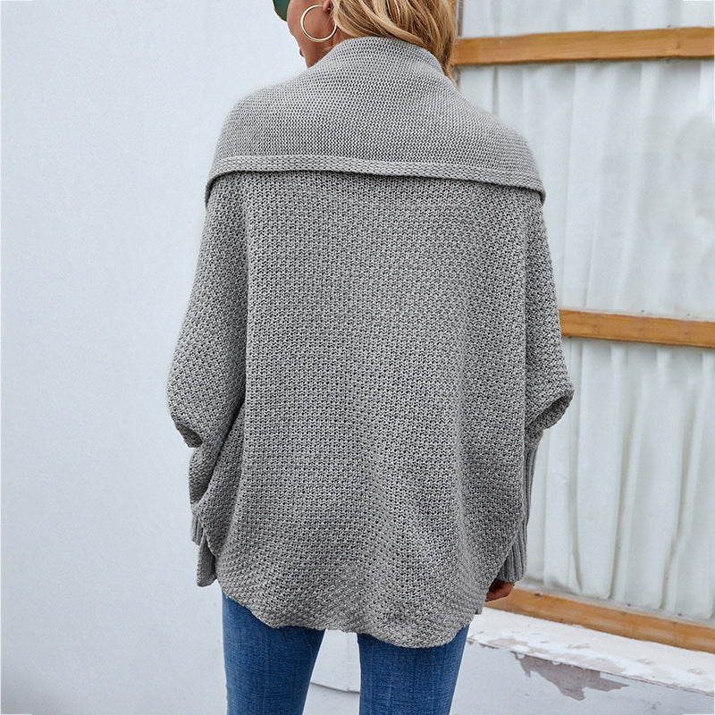 Wide-Lapel Batwing Cardigan