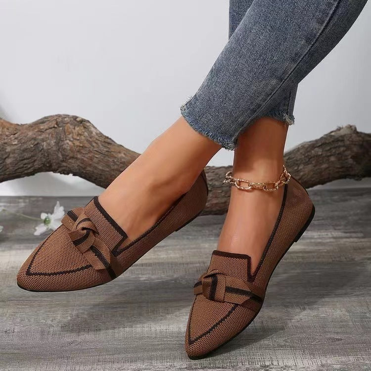 Woven Bow Pointed Flats