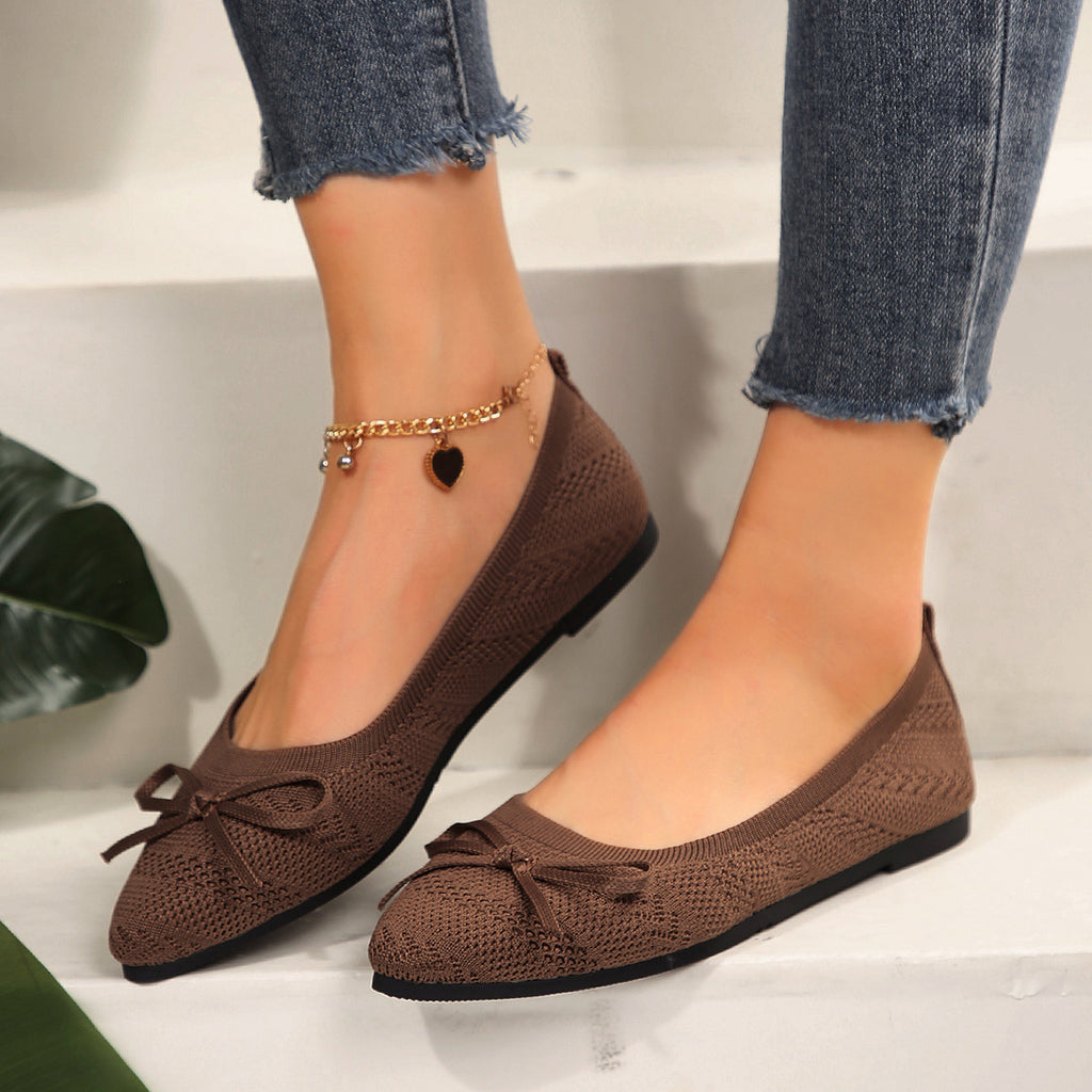 Bow Knit Pointed Flats
