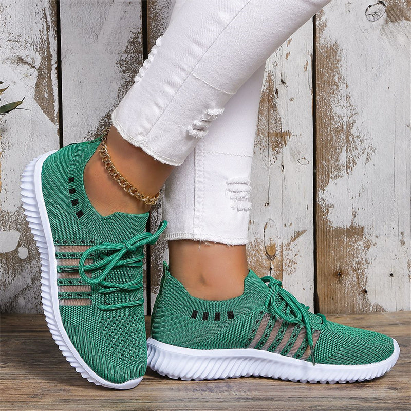 Woven Mesh Lace-Up Trainers