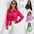 Fluid Satin Long-Sleeve Blouse