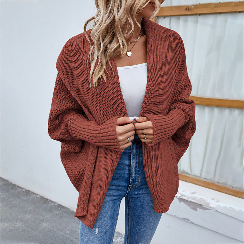 Wide-Lapel Batwing Cardigan
