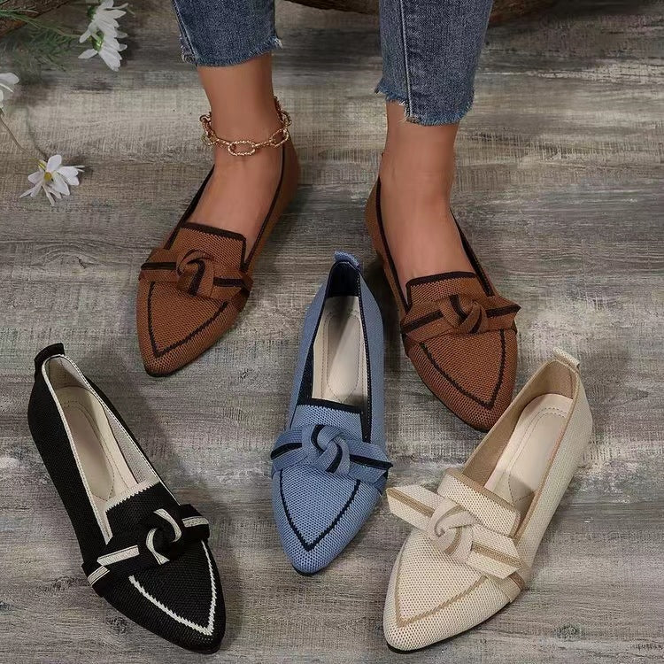Woven Bow Pointed Flats
