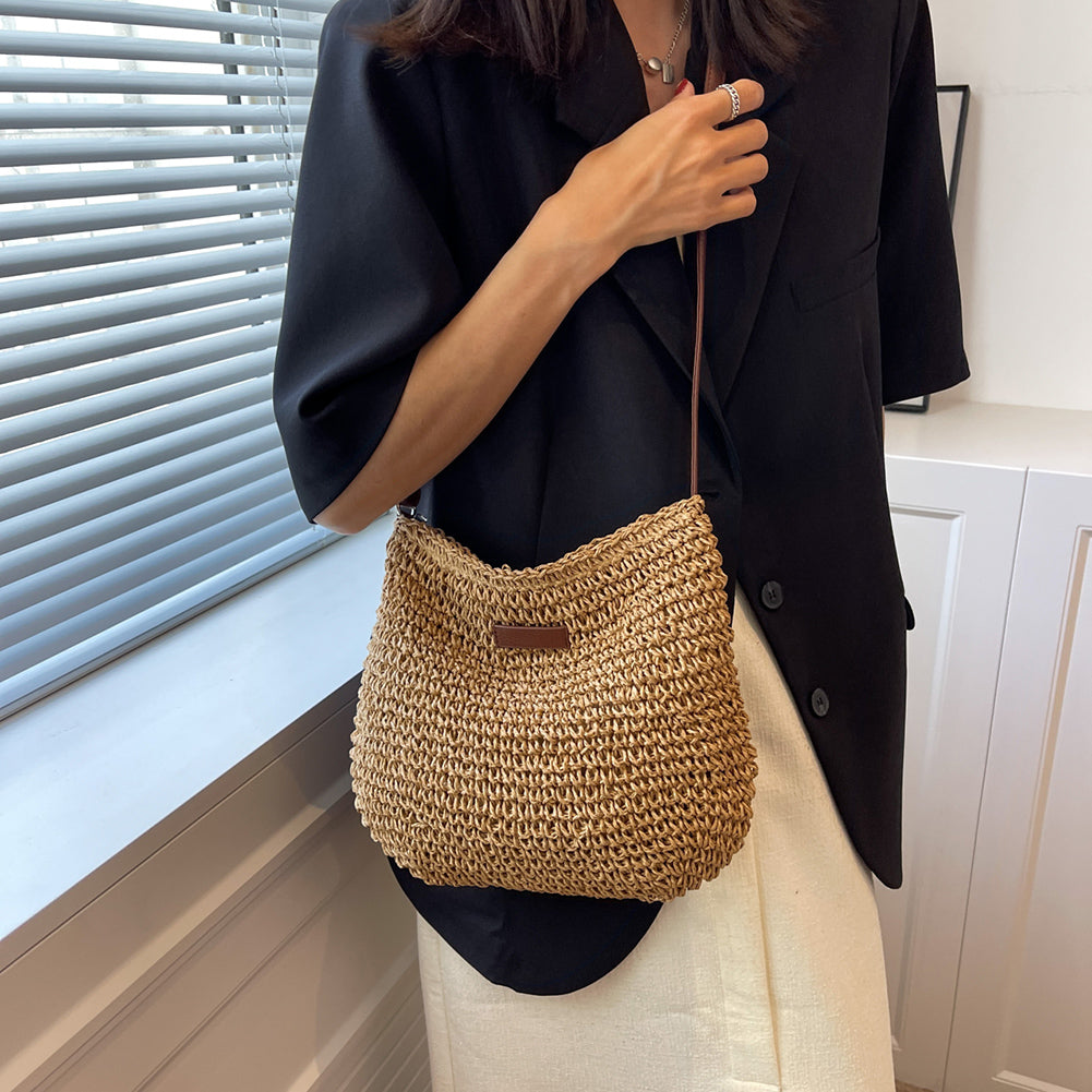 Woven Straw Holiday Tote