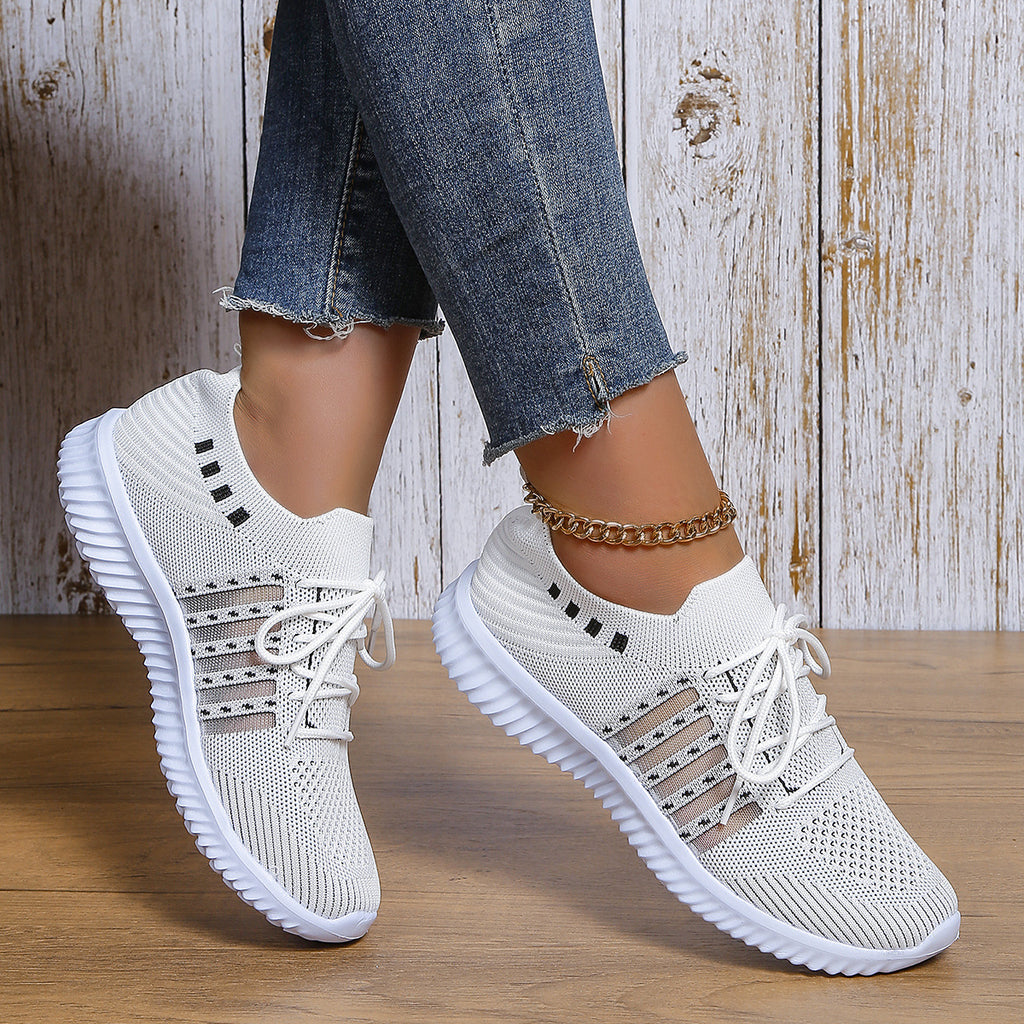 Woven Mesh Lace-Up Trainers