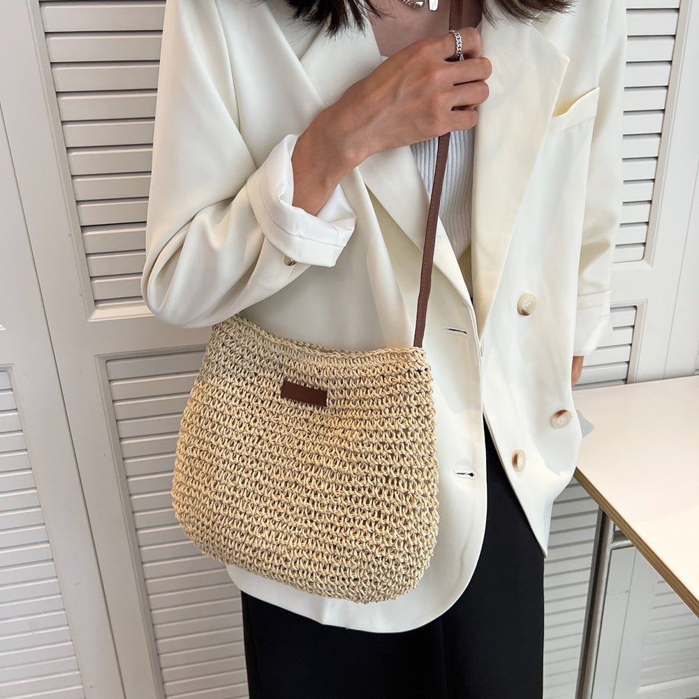 Woven Straw Holiday Tote