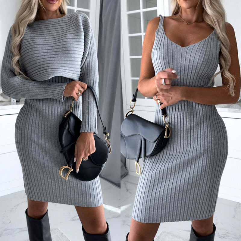 Striped Top & Pinafore Skirt Set