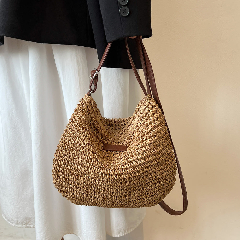 Woven Straw Holiday Tote